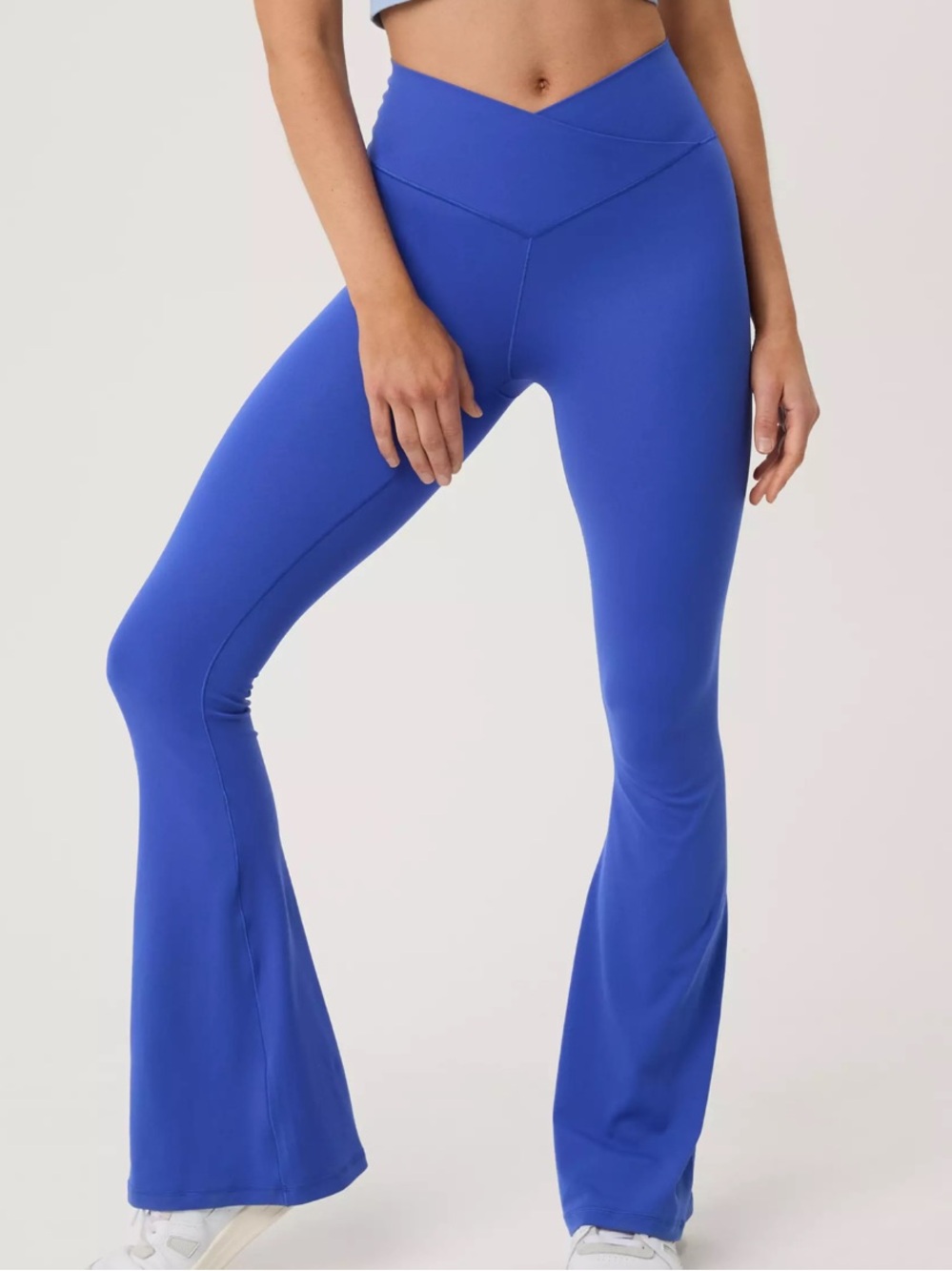 OFFLINE By Aerie Real Me High Waisted Crossover Flare Legging Yearbook Blue